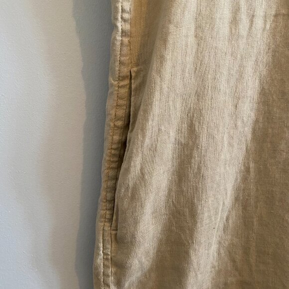 Ralph Lauren 100% Linen Shirt Dress Khaki Midi Safari Old Money Logo Buttons - Picture 7 of 11